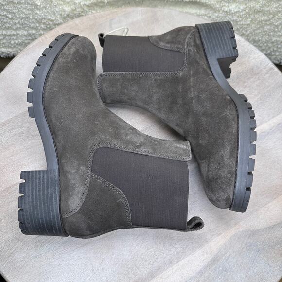 Joie Womens Size 9 Chelsea Army Boots Green Pull On Suede Lug Ankle Boots New - Picture 8 of 13